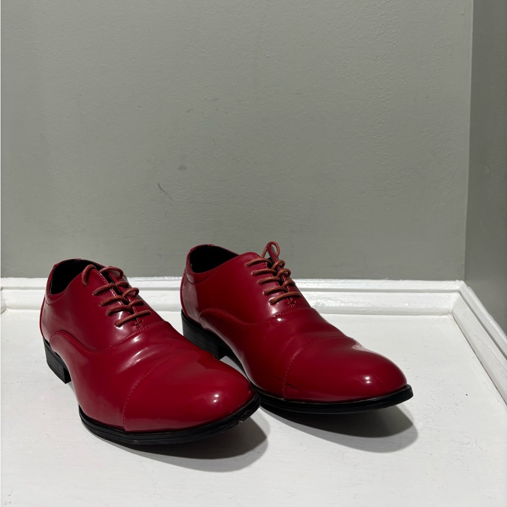 Stacy Adam’s Candy Apple Red Gala Captoe Men's Formal Dress Shoes-size 7.5 - Picture 4 of 10